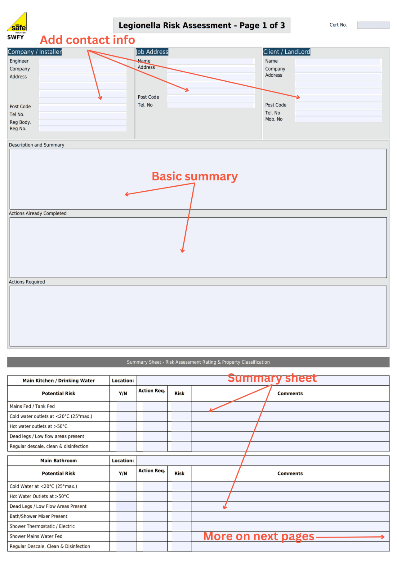 Free Legionella Risk Assessment Template Gas Engineer Software