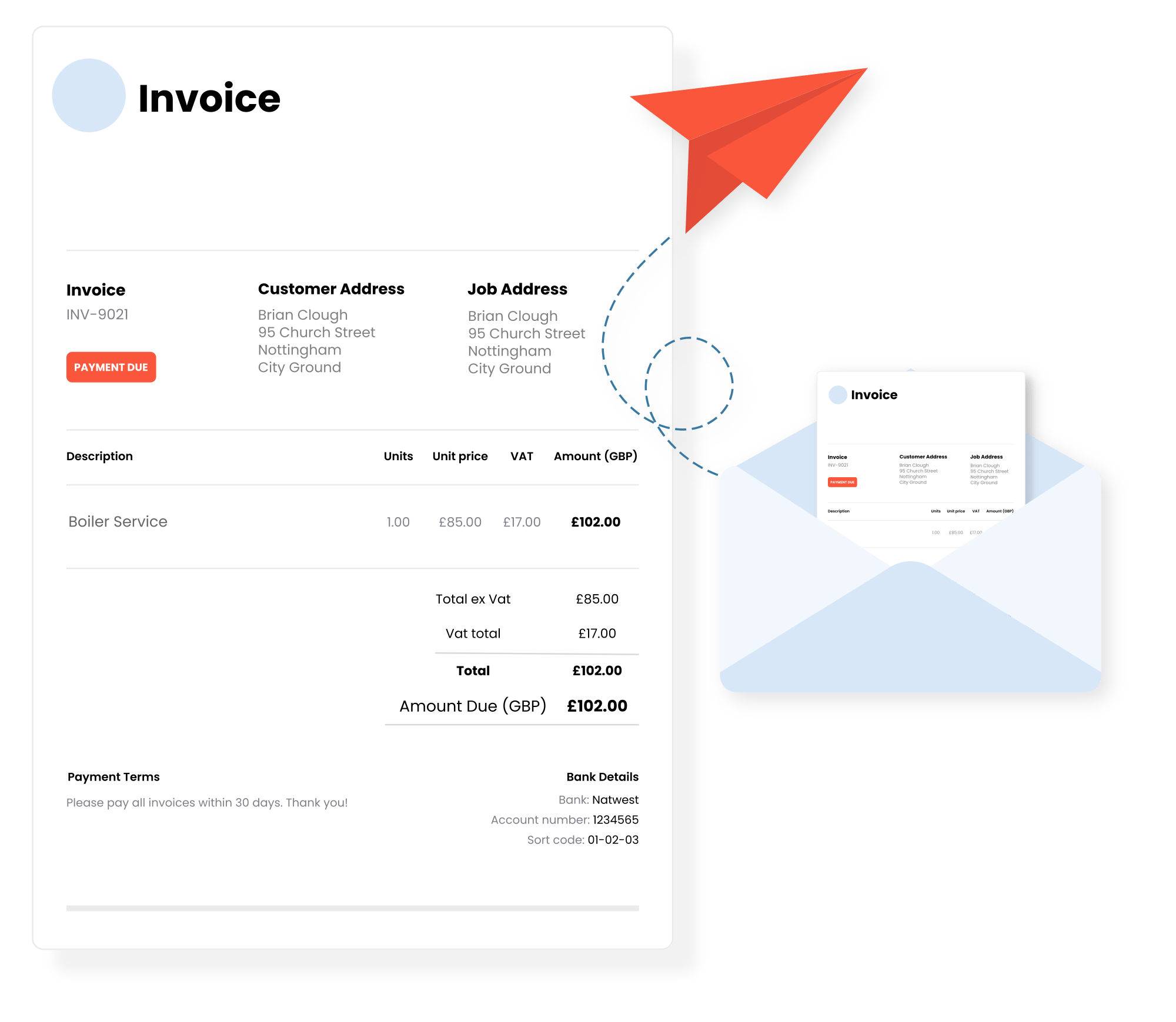 Send professional-looking invoices right after the job is finished