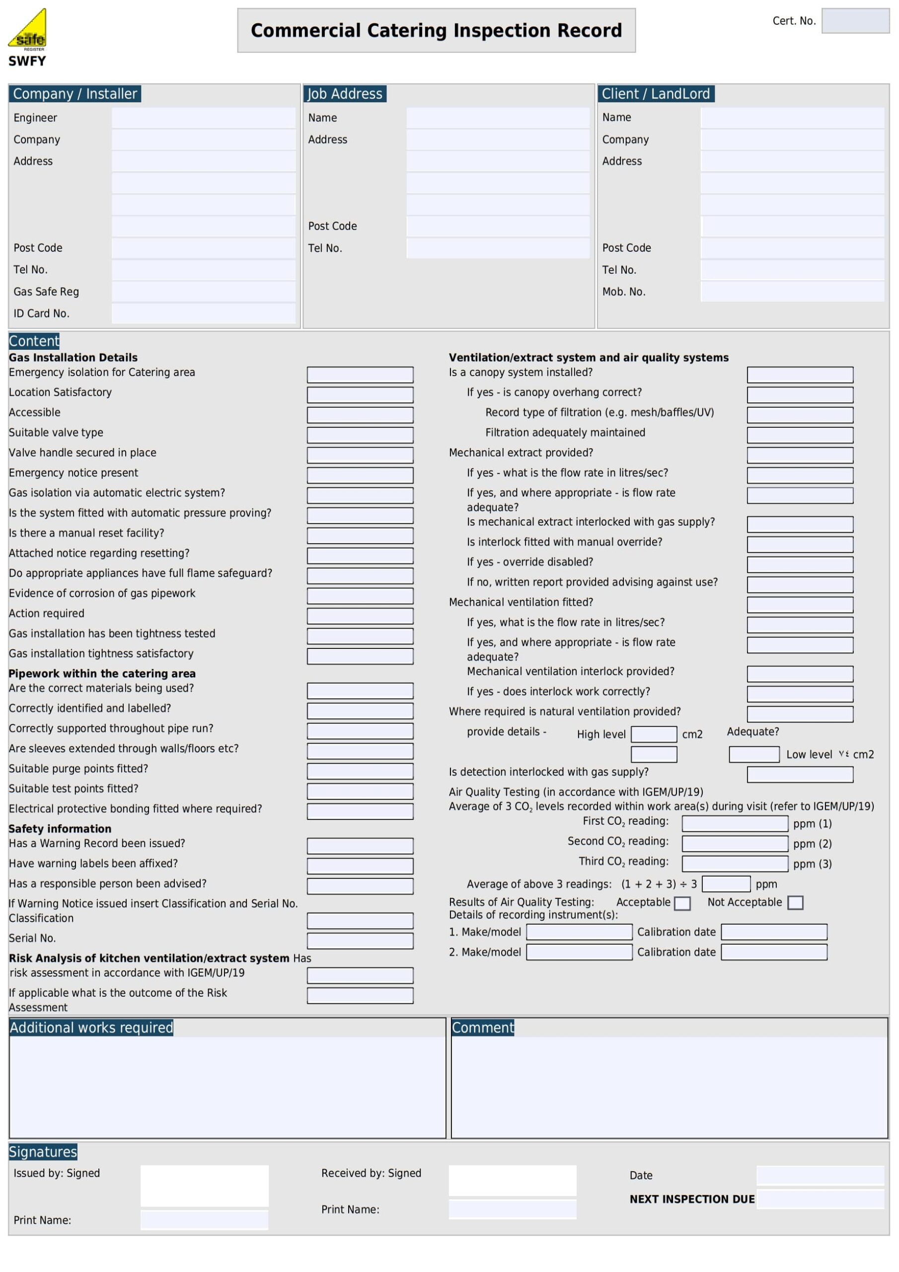Sample image of the legionella risk assessment template
