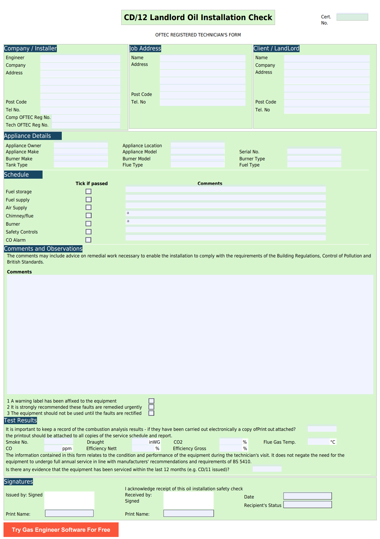 Sample image of the legionella risk assessment template