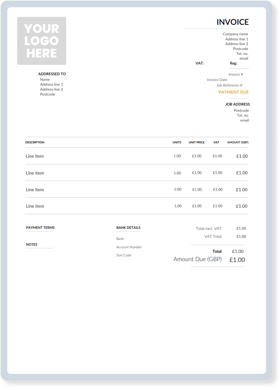 Free Heating & Plumbing Invoice Template - Gas Engineer Software
