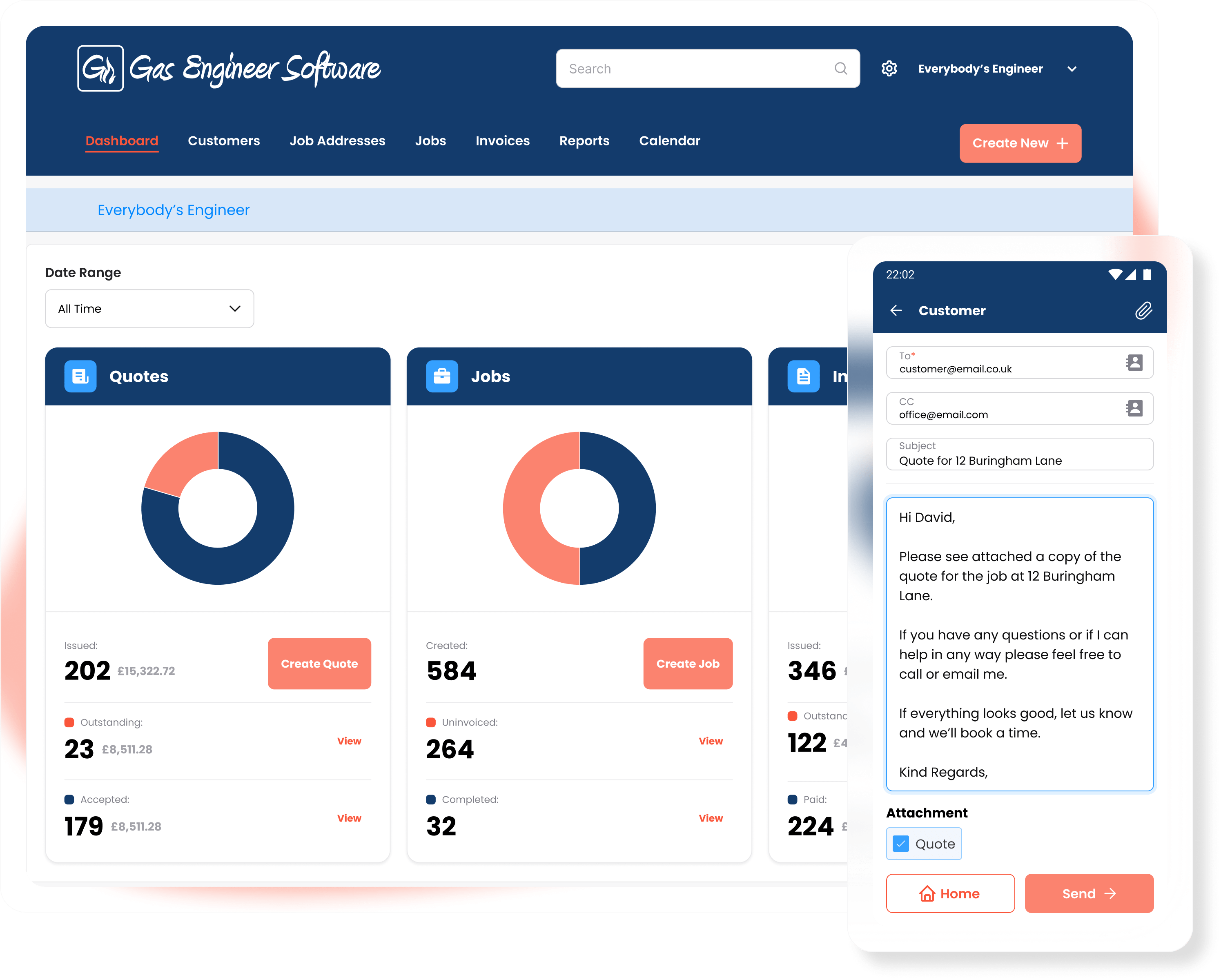 Create estimates, quotes, and invoices on Gas Engineer Software