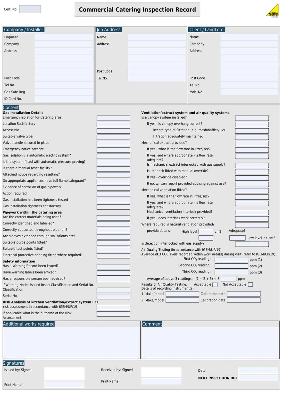 Sample image of the legionella risk assessment template