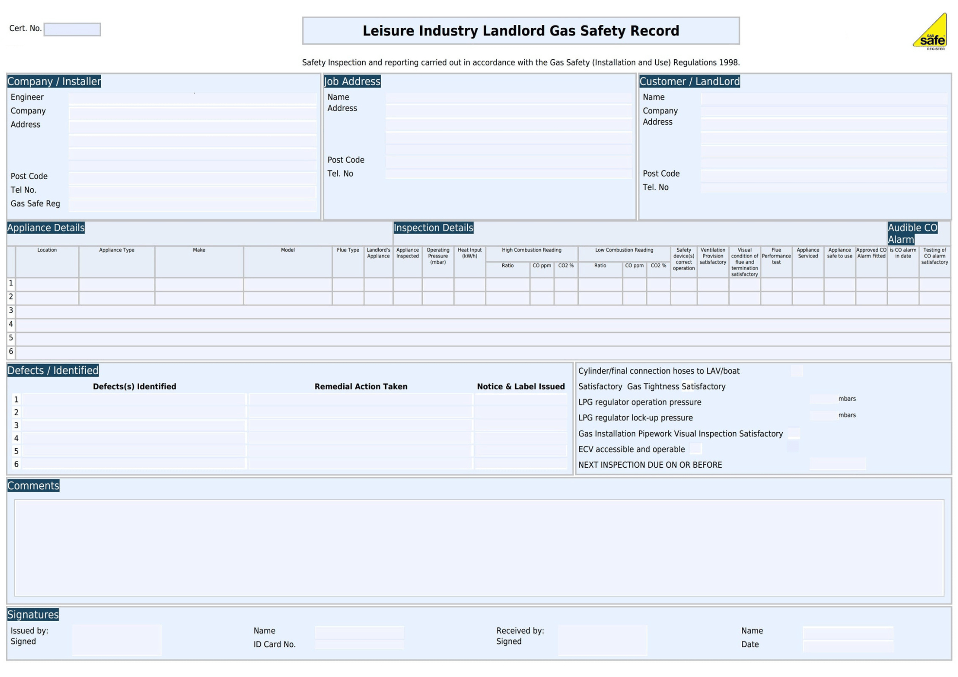 Sample image of the legionella risk assessment template