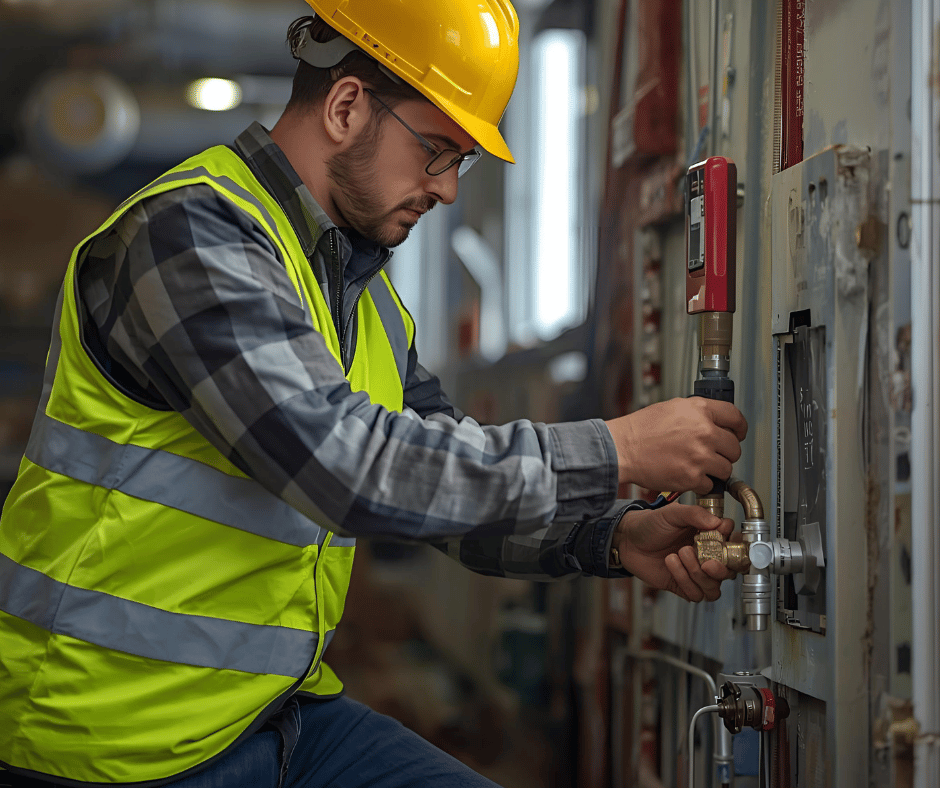 Gas Engineer performing a gas tightness test