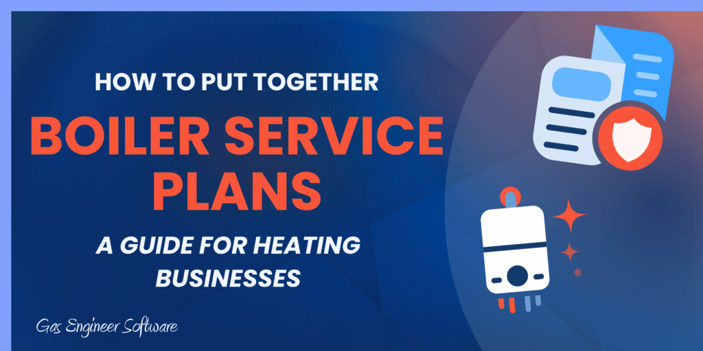 Cover image showing the title 'How to Put Together Boiler Service Plans' for a guide for heating businesses, with a blue gradient background and related icons/graphics.