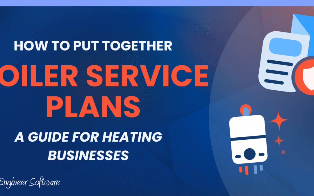 Cover image showing the title 'How to Put Together Boiler Service Plans' for a guide for heating businesses, with a blue gradient background and related icons/graphics.